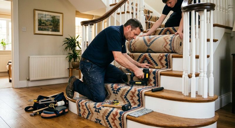 Stair Runner Installation in Somerset County, NJ